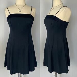 Vintage Party Dress Size 8 Navy Blue Short Mini A Line Flirty Flowy Y2K 90s